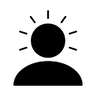 Icon Oberkörper mit Strahlen um den Kopf